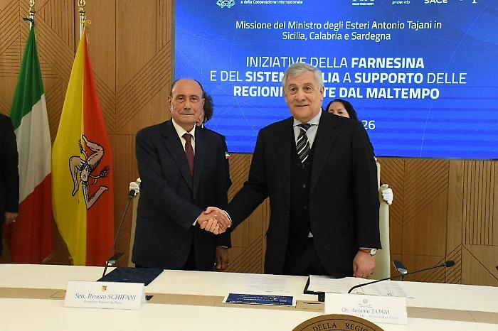 Cyclone Harry, Tajani and Schifani announce the contribution to businesses for exports