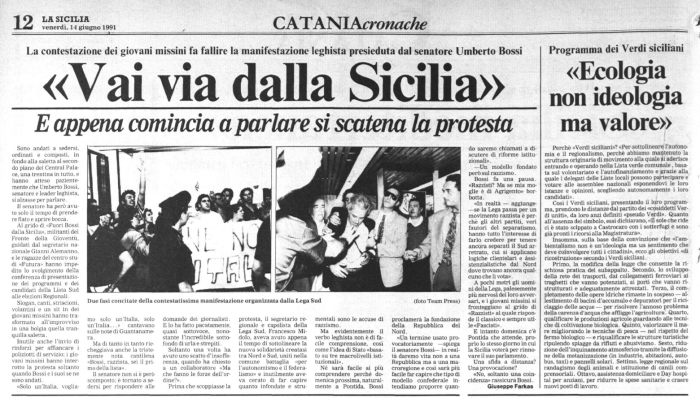 The first time Bossi came to Catania, he was chased away by the Missini. Pogliese: "I was there, I'll tell you how it went"
