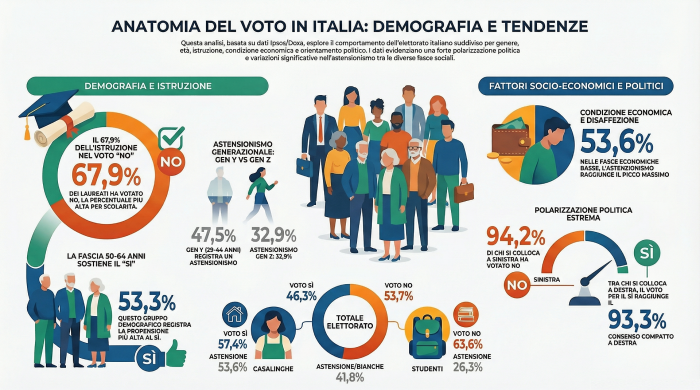 Referendum, who voted and how they voted according to gender, age, education level, and employment status